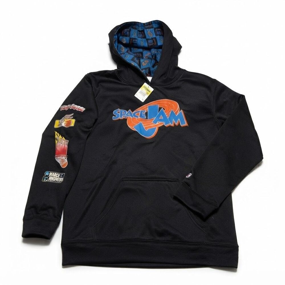 Champion Graphic Print Black Pullover Hoodie Boys L Space Jam Bugs Bunny
